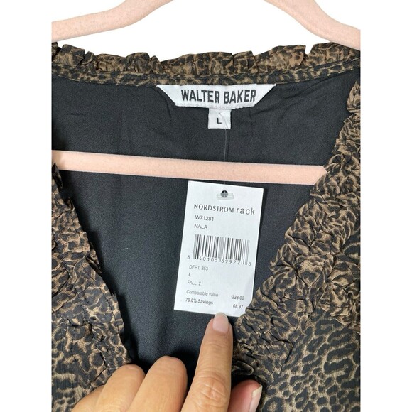 NWT Walter Baker Nala Gabriella Dress Leopard Animal Print Tiered Ruffle Large - Picture 5 of 11